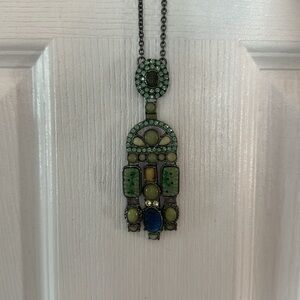 CAbi #2105 St. Tropez Necklace Green and Black Statement